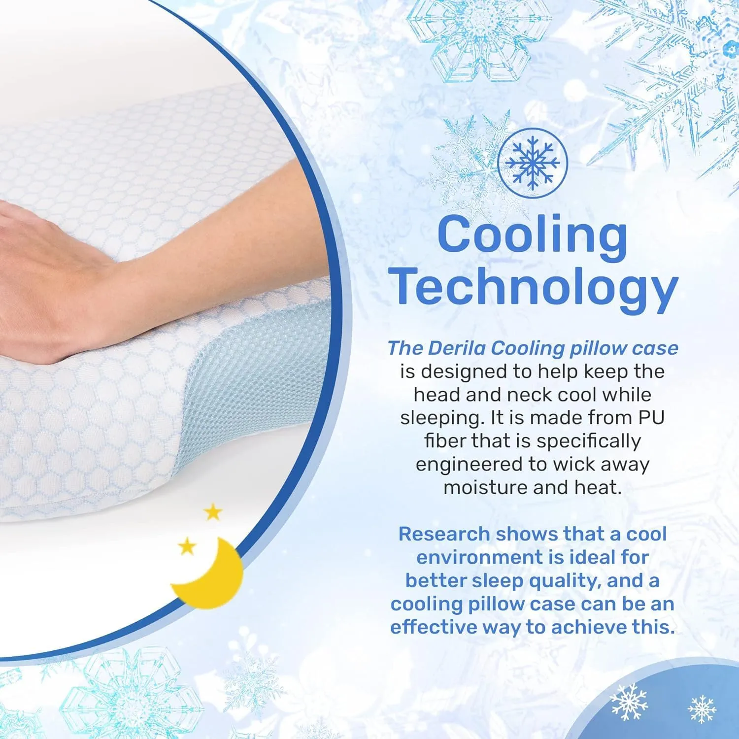 Derila Queen Size Cooling Pillowcase | Optimal Temperature Control for Your Derila Memory Foam Pillow for Perfect Sleep. Quality Material White Pillowcase ensures for Derila Anti Snore Pillows