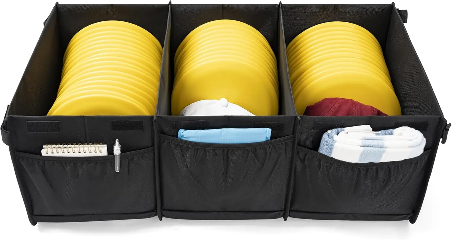 Disc Golf Storage Bag Durable Large Capacity with Dividers and Multi Side Pockets, Black