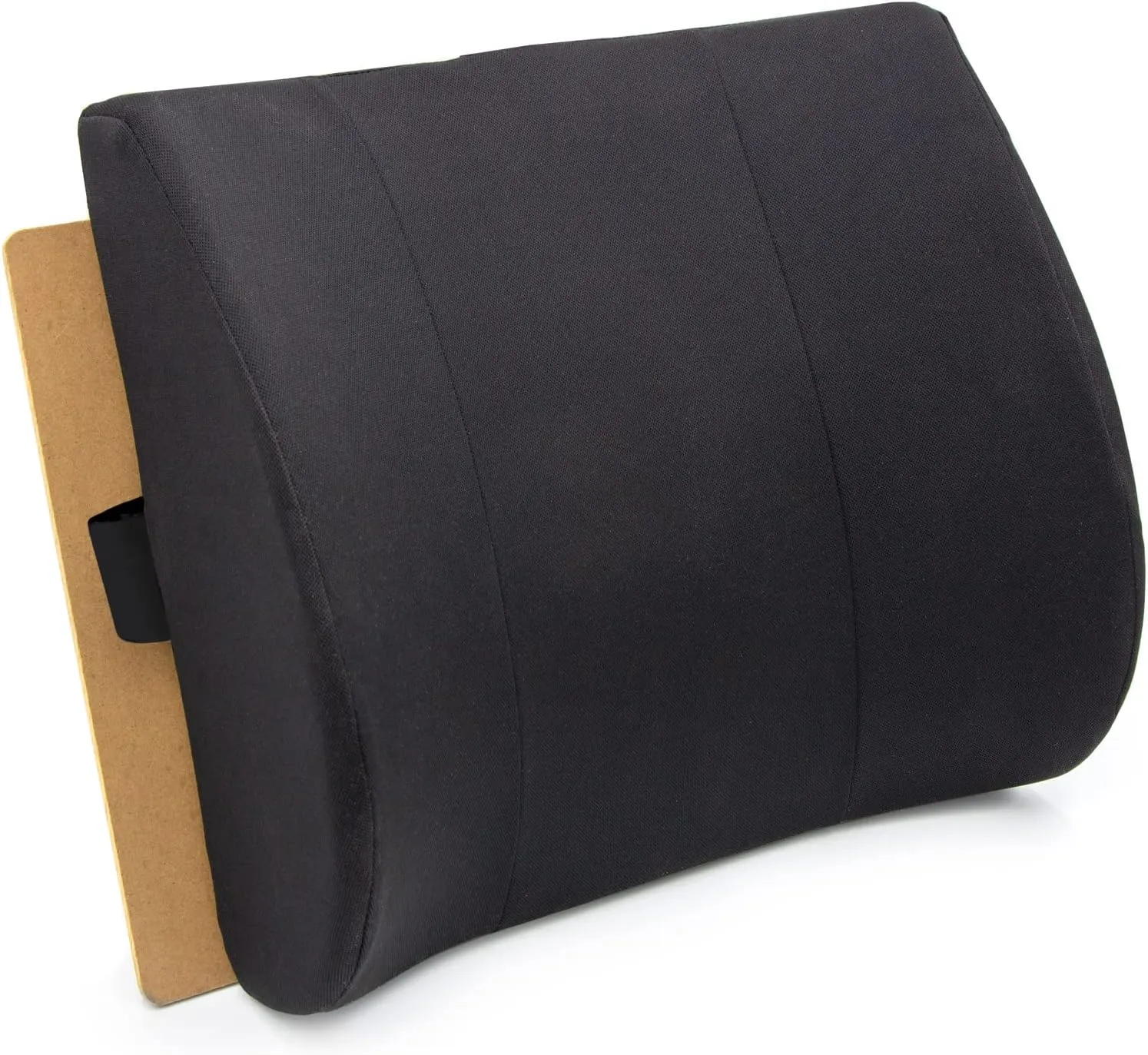 DMI Lumbar Support Pillow for Chair to Assist with Back Support with Removable Washable Cover and Firm Insert to Ease Lower Back Pain while Improving Posture,14 x 13 x 5,Contoured Foam,Elite,Black