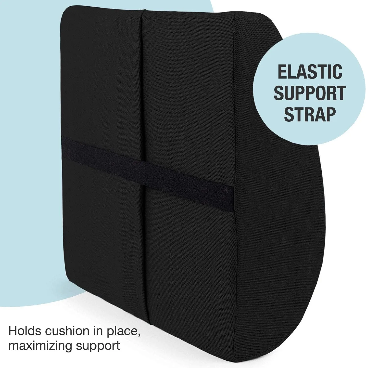 DMI Lumbar Support Pillow for Chair to Assist with Back Support with Removable Washable Cover and Firm Insert to Ease Lower Back Pain while Improving Posture,14 x 13 x 5,Contoured Foam,Elite,Black