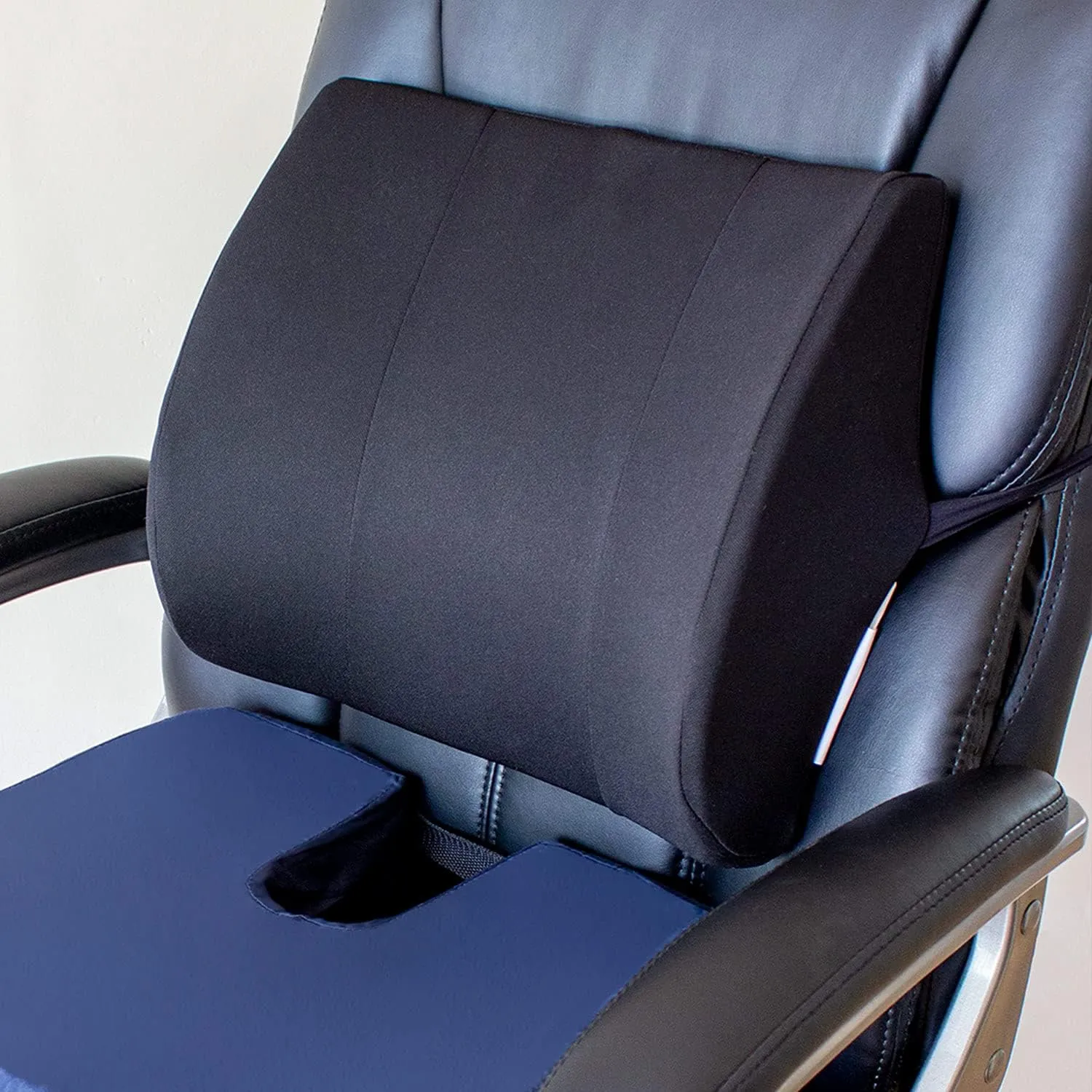 DMI Lumbar Support Pillow for Chair to Assist with Back Support with Removable Washable Cover and Firm Insert to Ease Lower Back Pain while Improving Posture,14 x 13 x 5,Contoured Foam,Elite,Black