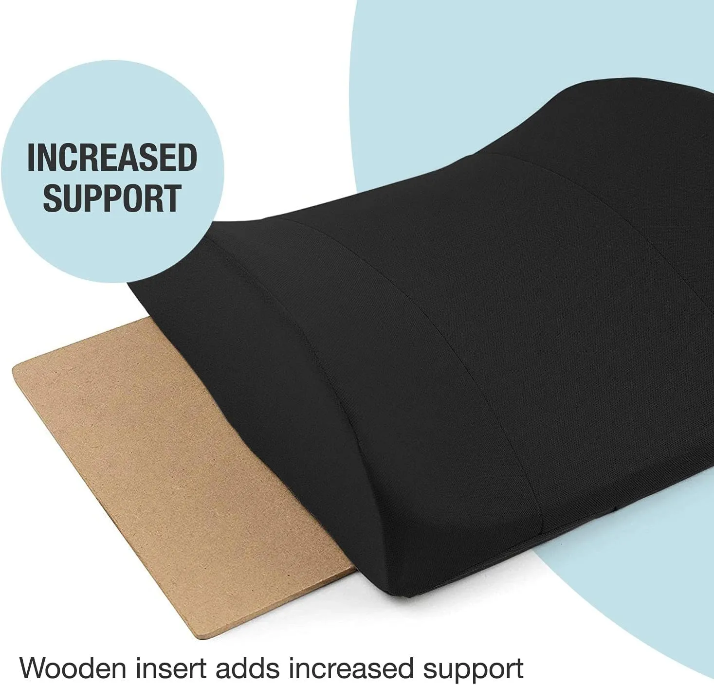DMI Lumbar Support Pillow for Chair to Assist with Back Support with Removable Washable Cover and Firm Insert to Ease Lower Back Pain while Improving Posture,14 x 13 x 5,Contoured Foam,Elite,Black
