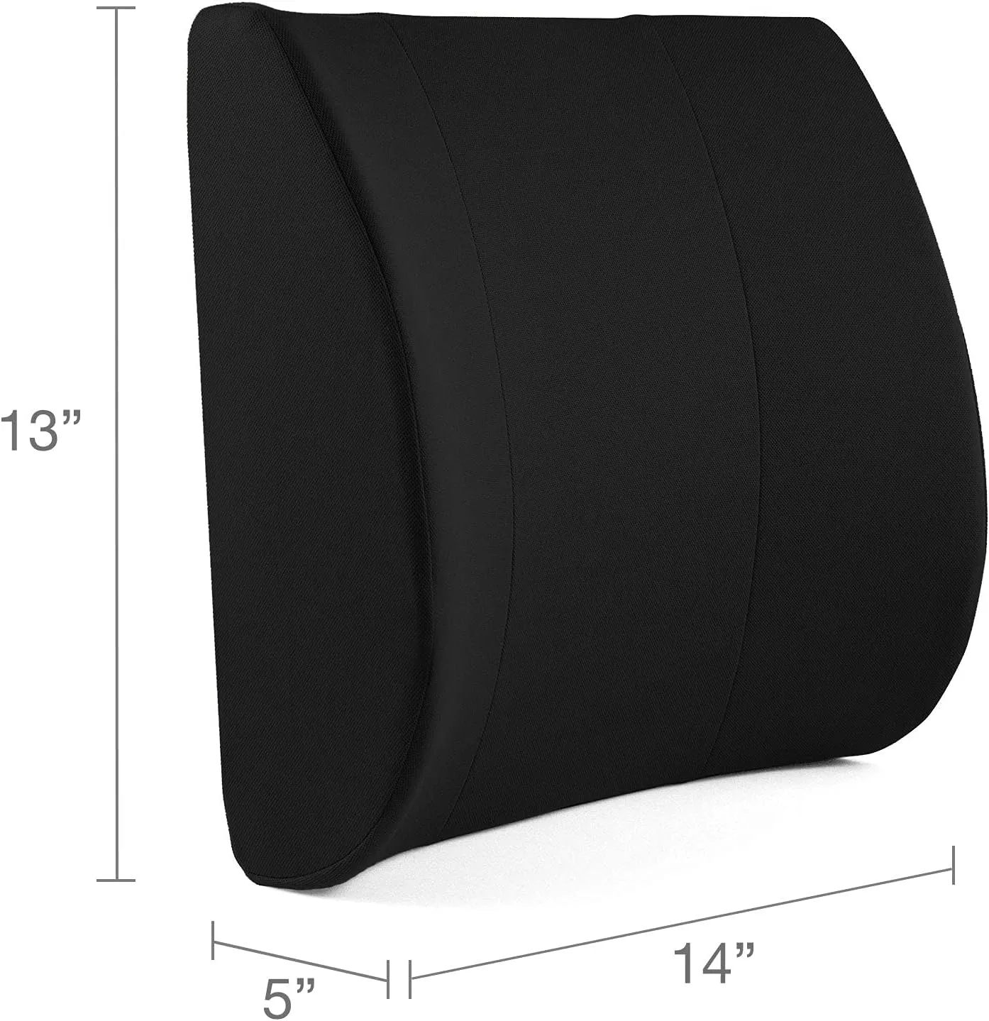 DMI Lumbar Support Pillow for Chair to Assist with Back Support with Removable Washable Cover and Firm Insert to Ease Lower Back Pain while Improving Posture,14 x 13 x 5,Contoured Foam,Elite,Black
