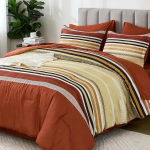 Dobuyly Boho Queen Comforter Set 7 Pieces, Terracotta Comforter Bed in a Bag Queen Size, Soft Microfiber All Season Brunt Orange Bedding Set with Comforter, Sheets, Pillowcases & Shams