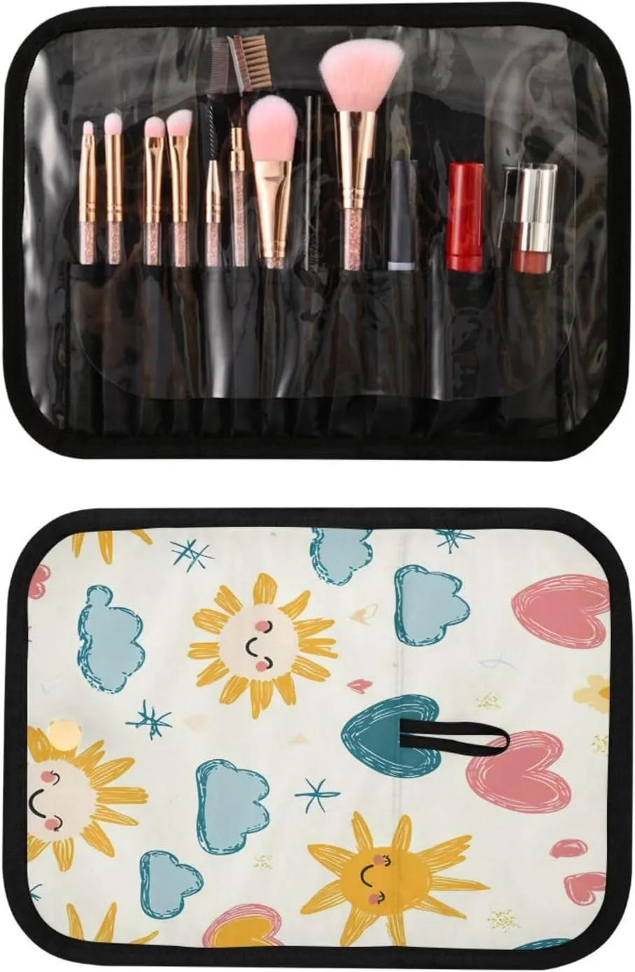 Doodle Sun and Heart Women Men Travel Cosmetic Bag, Toiletry Bag Set, Portable Hanging Organizer for Toiletries, Cosmetics, Brushes