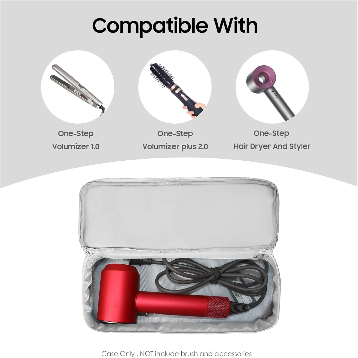 Double-Layer Travel Carrying Case Portable Storage Organizer Bag for Women, Compatible with Revlon One-Step Hair Dryer and Volumizer Hot Air Brush and Attachments Scandihome Series (Bag Only)