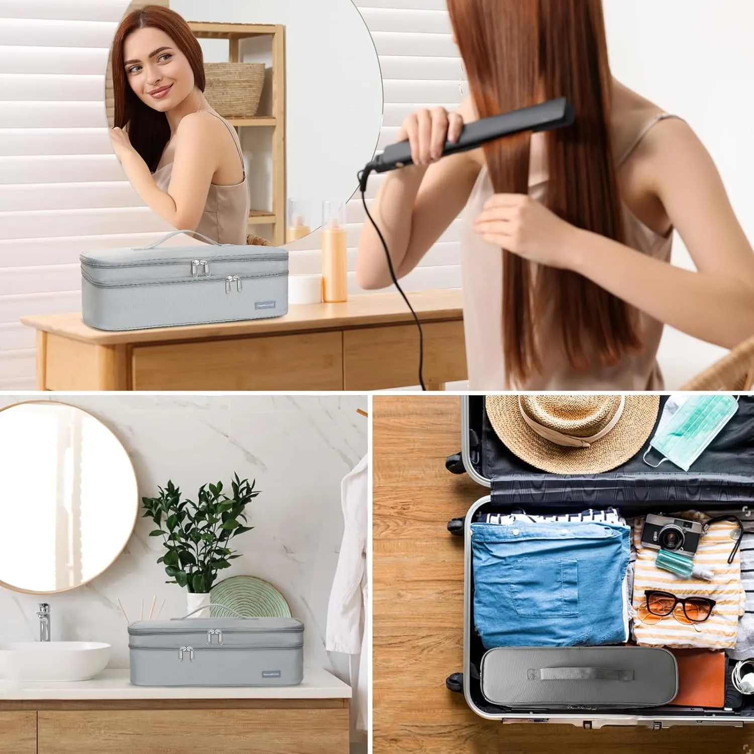 Double-Layer Travel Carrying Case Portable Storage Organizer Bag for Women, Compatible with Revlon One-Step Hair Dryer and Volumizer Hot Air Brush and Attachments Scandihome Series (Bag Only)