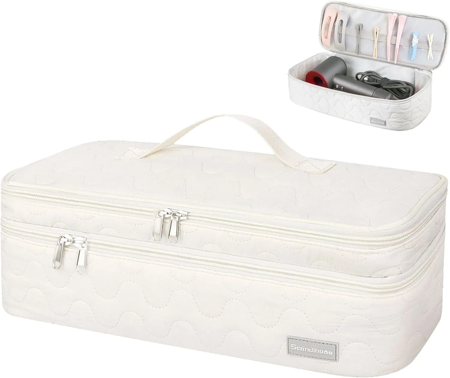Double-Layer Travel Carrying Case Portable Storage Organizer Bag for Women, Compatible with Revlon One-Step Hair Dryer and Volumizer Hot Air Brush and Attachments Scandihome Series (Bag Only)