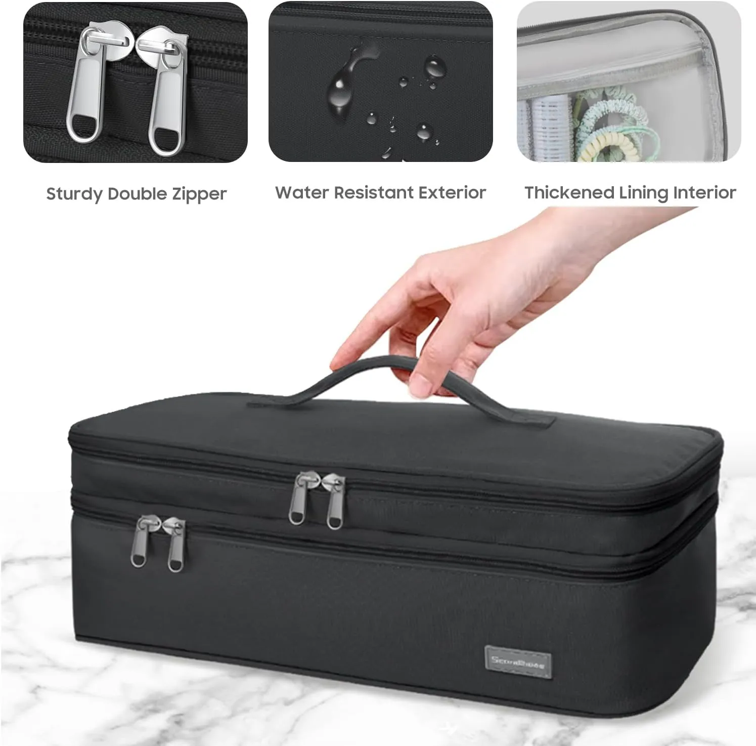 Double-Layer Travel Carrying Case Portable Storage Organizer Bag for Women, Compatible with Revlon One-Step Hair Dryer and Volumizer Hot Air Brush and Attachments Scandihome Series (Bag Only)