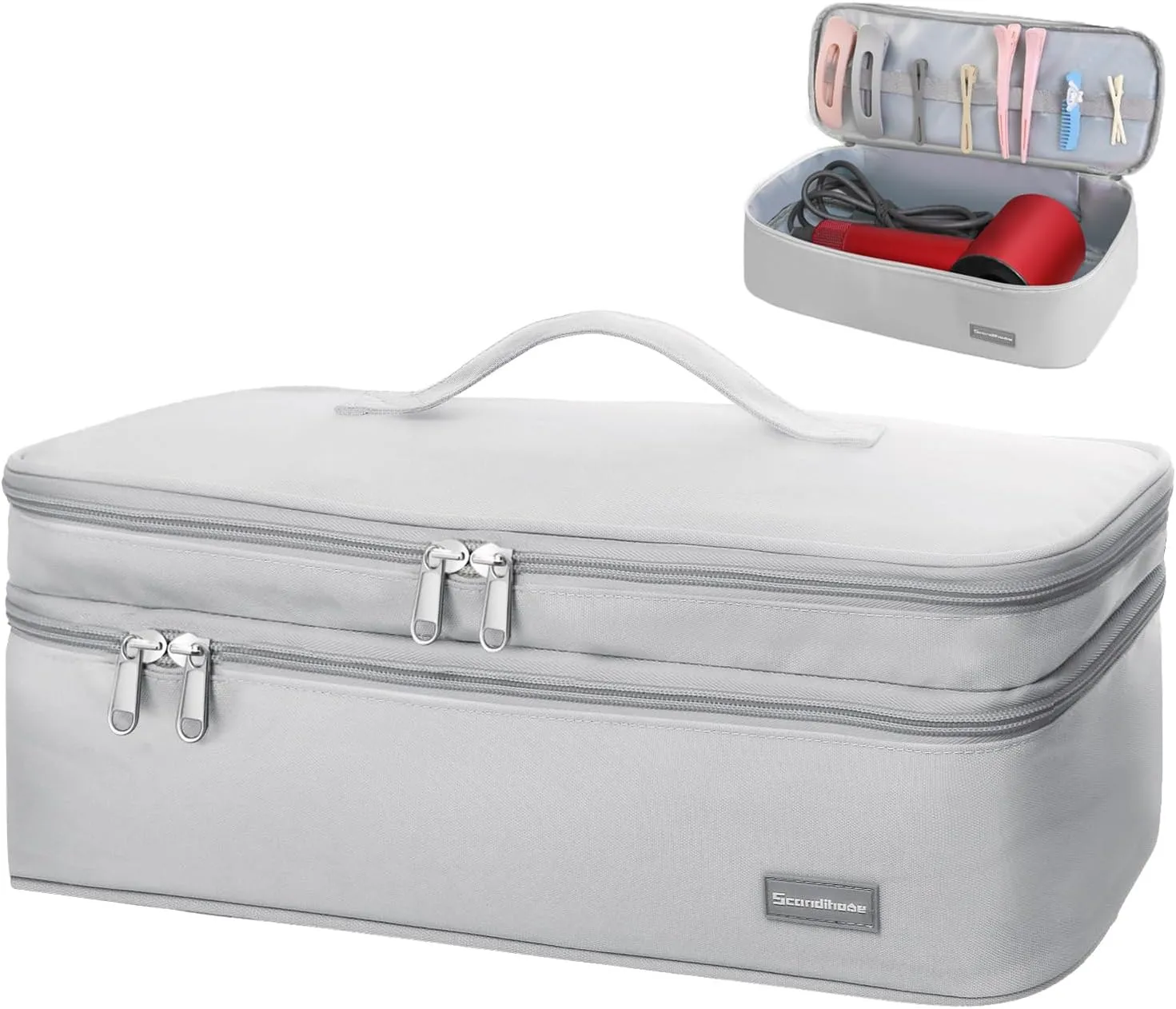 Double-Layer Travel Carrying Case Portable Storage Organizer Bag for Women, Compatible with Revlon One-Step Hair Dryer and Volumizer Hot Air Brush and Attachments Scandihome Series (Bag Only)