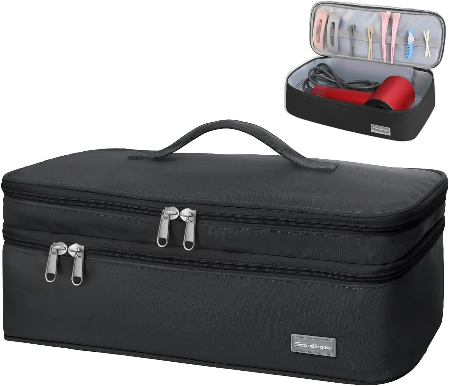 Double-Layer Travel Carrying Case Portable Storage Organizer Bag for Women, Compatible with Revlon One-Step Hair Dryer and Volumizer Hot Air Brush and Attachments Scandihome Series (Bag Only)