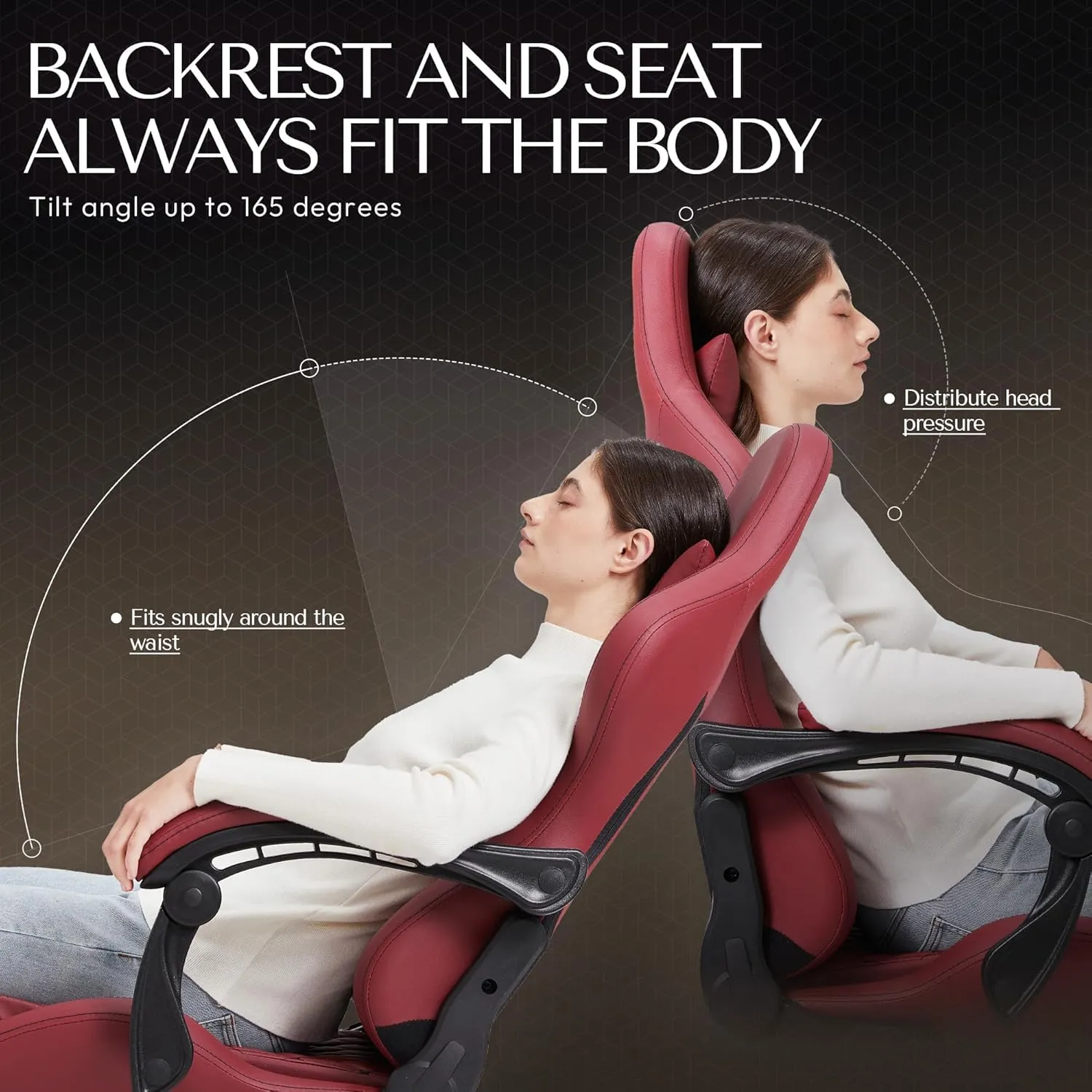 Dowinx Gaming Chair Big and Tall, Ergonomic Computer Chair with Footrest and Massage Lumbar Support, High Back Comfortable Gamer Chair for Adults 350Lbs PU Leather for Office Game, Red