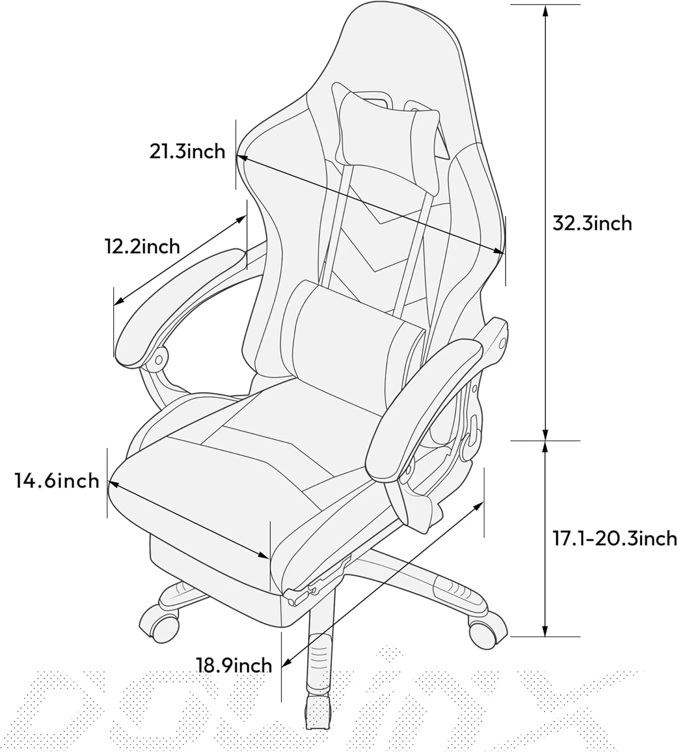 Dowinx Gaming Chair Ergonomic Racing Style Recliner with Massage Lumbar Support, Office Armchair for Computer PU Leather E-Sports Gamer Chairs with Retractable Footrest （Black&Grey）