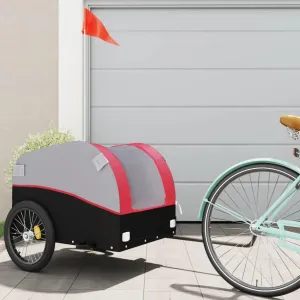 Easily Haul Groceries and More with a Heavy-Duty Bike Trailer, Durable Iron Frame, High Visibility Safety Flag Included, Black and Red