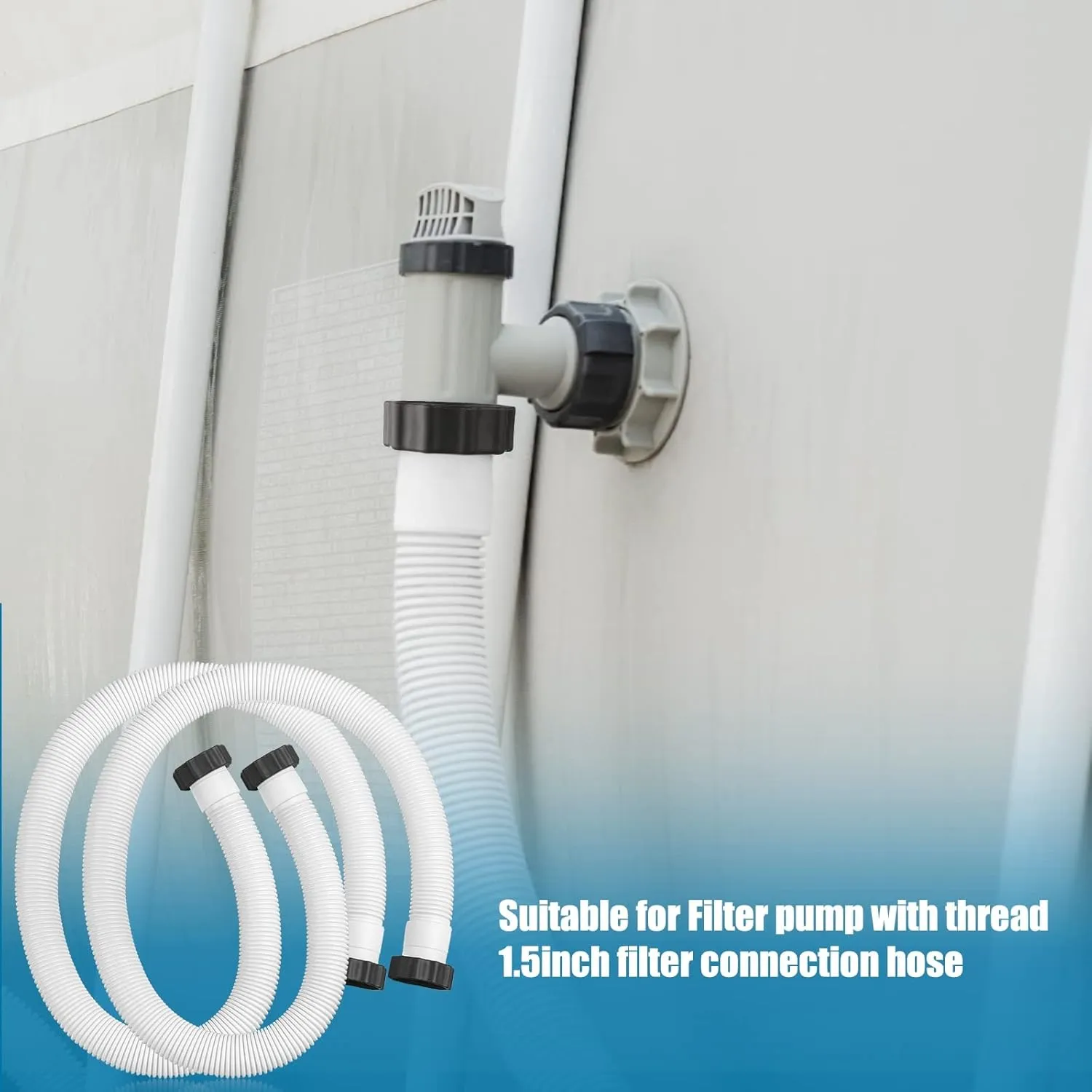 eBoot 2 Pcs 29060e Above Ground Pool Hoses 1.5" Diameter 59" Long Swimming Pool Pump Hose Replacement for Filter Pump, Saltwater System, Sand Filters Accessories(White)