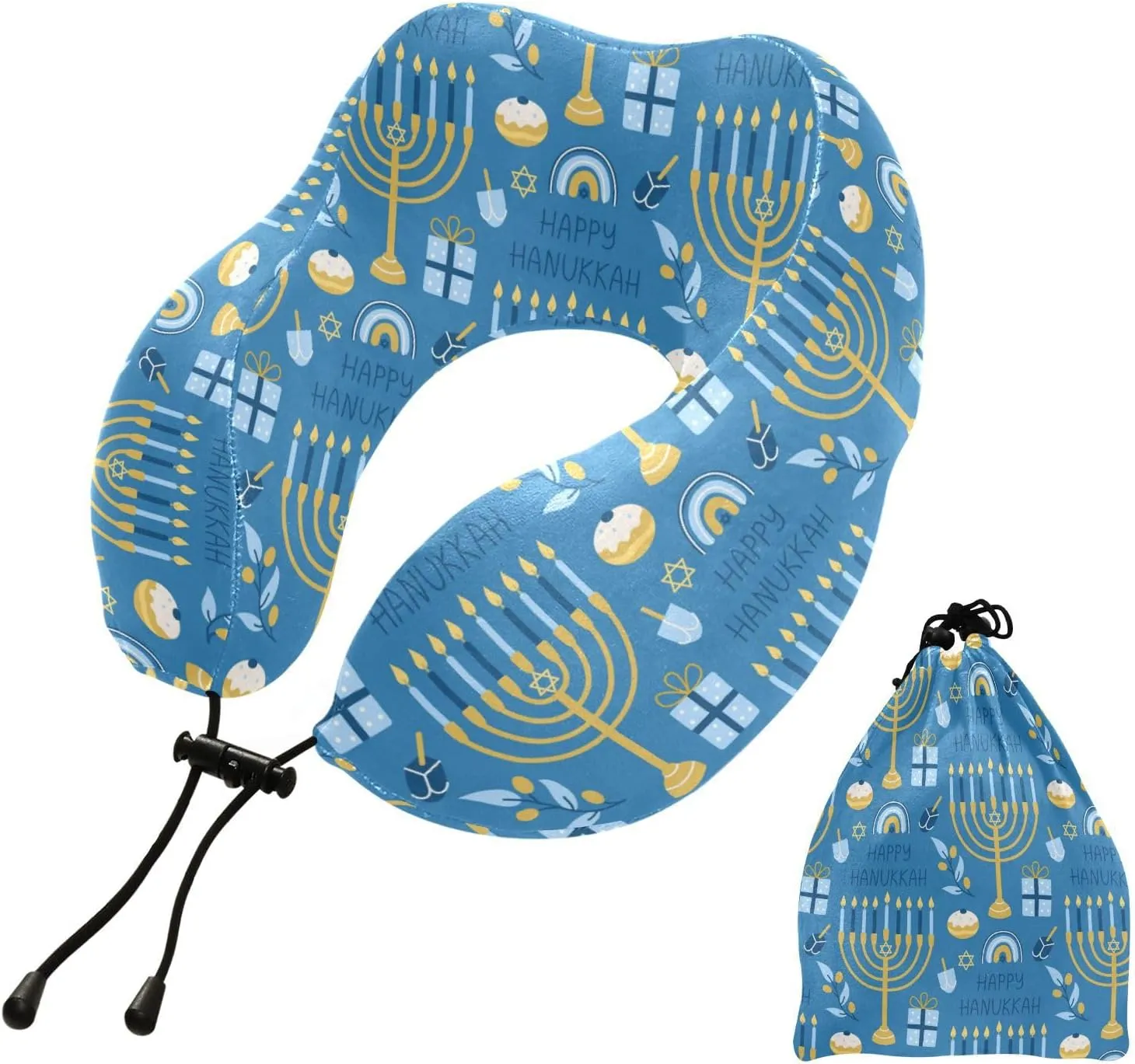 Eionryn Festive Lights Cake Candles Travel Pillow Memory Foam Neck Pillow with Travel Bag Soft for Headrest Sleep Airplane Car Travel Home,Office