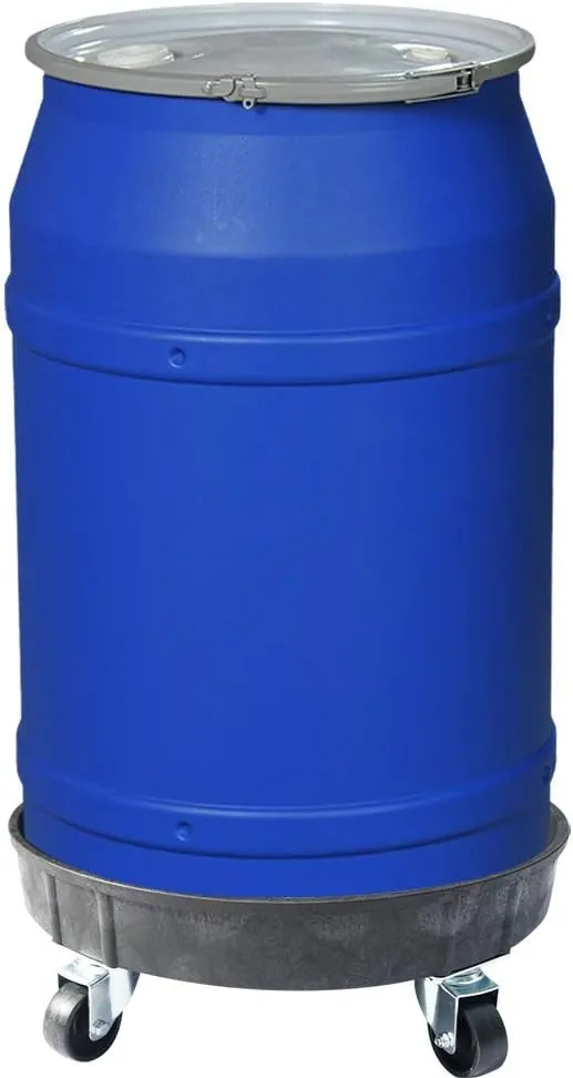 ELAFROS 30 Gallon and 55 Gallon Heavy Duty Plastic Drum Dolly – Durable Plastic Drum Cart 900 lb. Capacity- Barrel Dolly with 5 Swivel Casters Wheel,Black