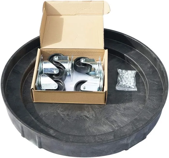 ELAFROS 30 Gallon and 55 Gallon Heavy Duty Plastic Drum Dolly – Durable Plastic Drum Cart 900 lb. Capacity- Barrel Dolly with 5 Swivel Casters Wheel,Black