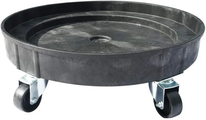 ELAFROS 30 Gallon and 55 Gallon Heavy Duty Plastic Drum Dolly – Durable Plastic Drum Cart 900 lb. Capacity- Barrel Dolly with 5 Swivel Casters Wheel,Black
