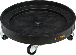 ELAFROS 30 Gallon and 55 Gallon Heavy Duty Plastic Drum Dolly – Durable Plastic Drum Cart 900 lb. Capacity- Barrel Dolly with 5 Swivel Casters Wheel,Black