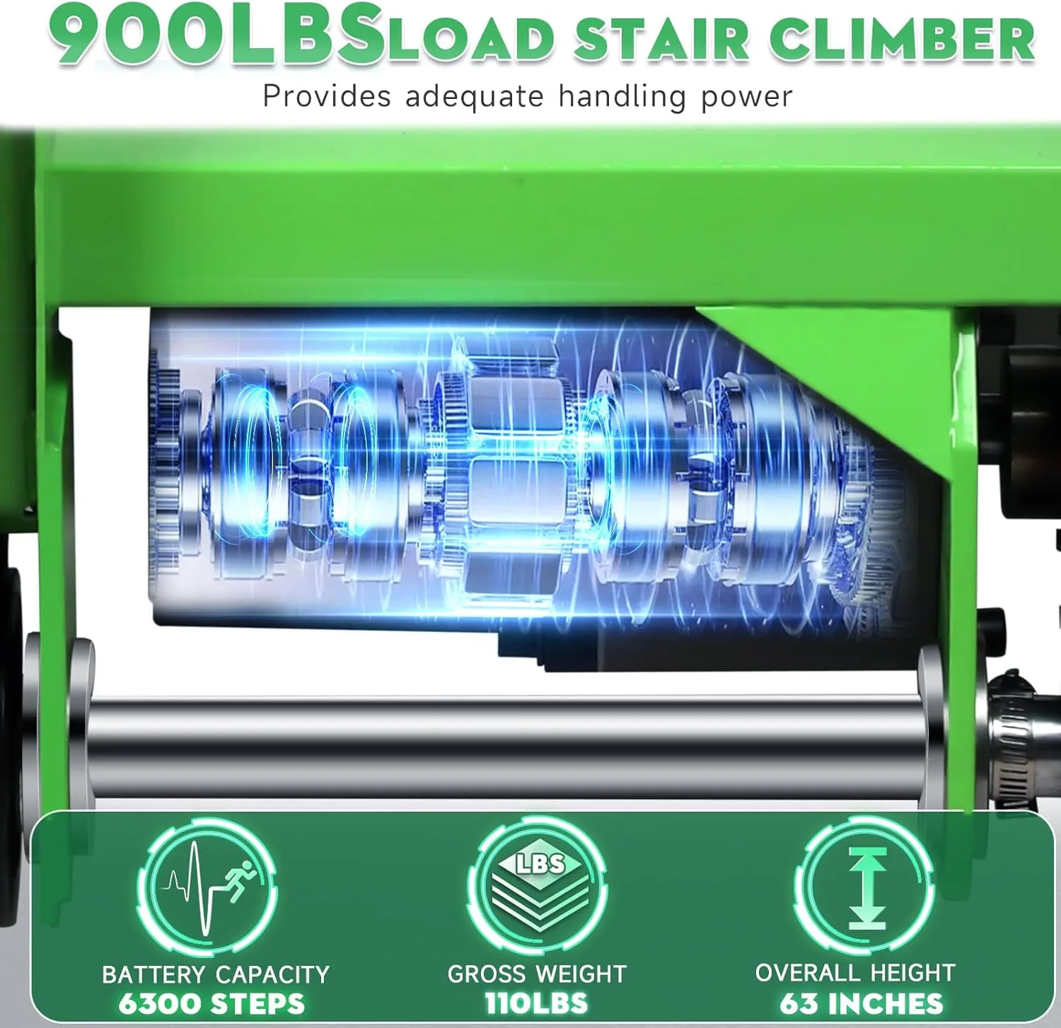 Electric Stair Climbing Hand Trucks Dolly Cart, 900lb Capacity Heavy Duty Stair Climber with Ropes, Carry Heavy Objects Up and Down Stairs Effortless for Furniture Logistics Warehouse