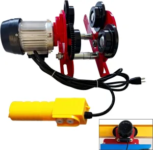 Electric Trolley for Power Hoist 2200LBS Capacity,Fit 2.68-4.33 in I-Beam,Push Geared Overhead Crane Heavy Duty Wheels System for PA200 to PA1000 Hoists,Perfect for Gantry Cranes,Warehouses