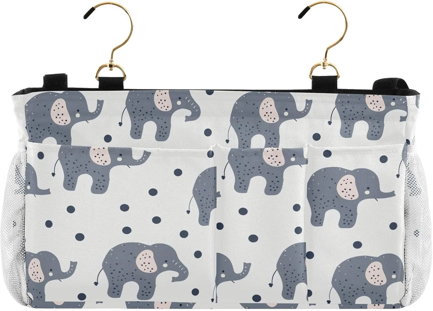 Elephant Minimalist Cute Bedside Storage Caddy Hanging Bag For Baby Bed for Headboards Bunk Beds Dorm Rooms Book Phone Magazine Holder
