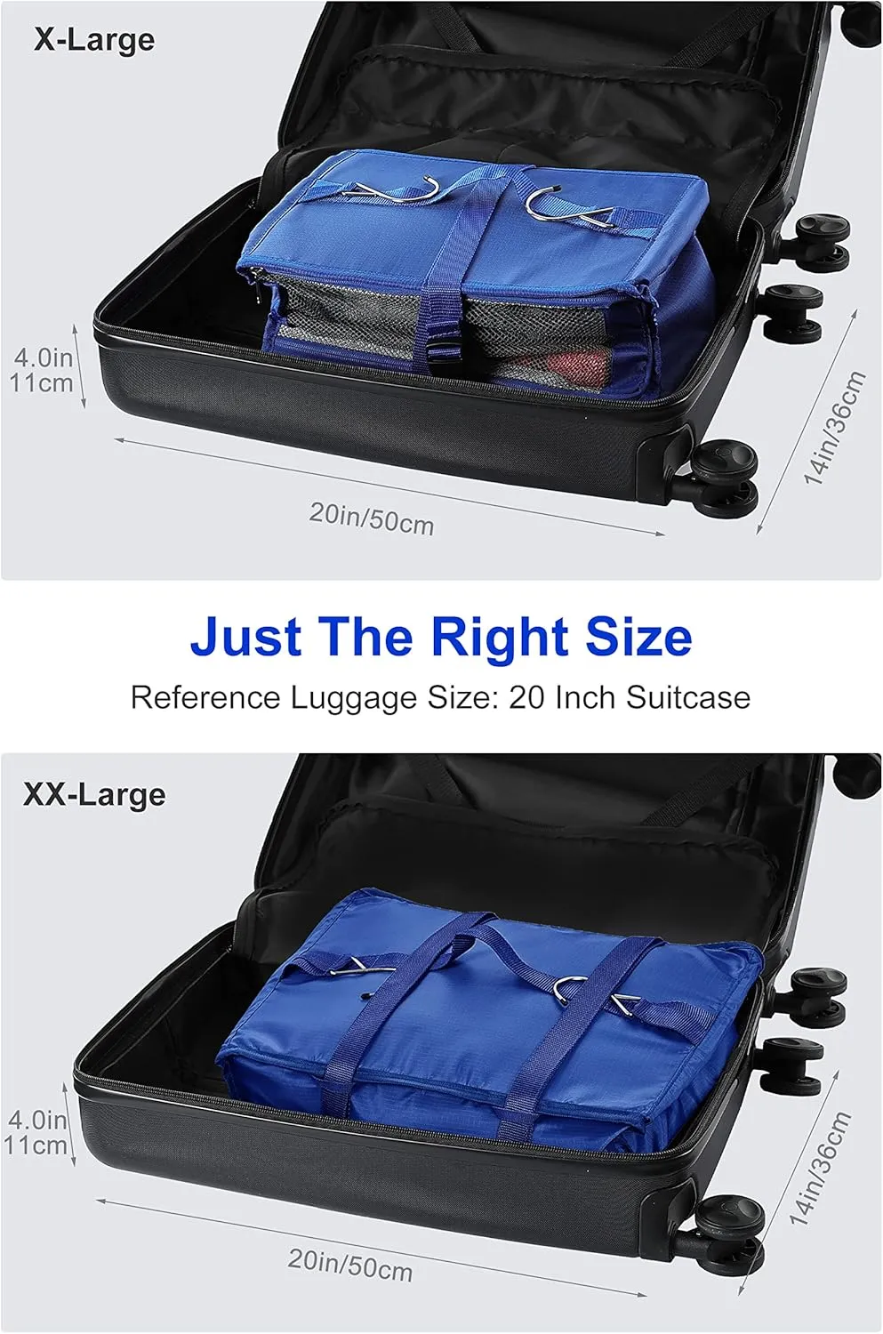 ELEZAY Hanging Packing Cubes Portable Closet 3-Shelf Travel Collapsible Compression Garment Organizer for Carry-on Luggage Suitcase Space Saver Bag XX-Large_No Side Pockets, Purple