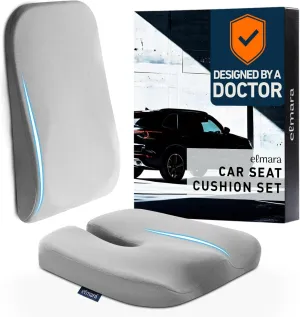 Elmara Doctor-Designed Car Seat Cushions for Driving – Car Seat Back Support, Driver Seat Cushion and Back Cushion for Car, Pillow for Driving Seat – The Ultimate Comfort Solution for Cars (Gray)