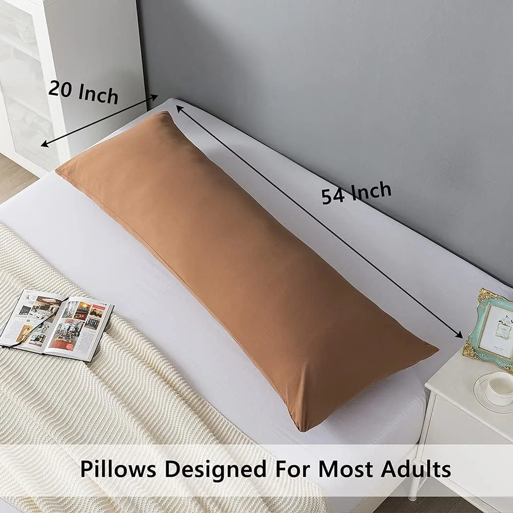 ELNIDO QUEEN Body Pillow with Pillowcase - Soft Long Bed Pillow for Adults - Breathable Full Body Pillow Insert for Sleeping, 20x54inches - Brown