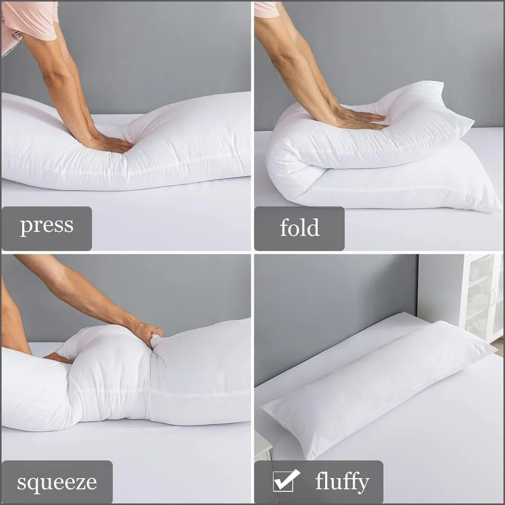 ELNIDO QUEEN Body Pillow with Pillowcase - Soft Long Bed Pillow for Adults - Breathable Full Body Pillow Insert for Sleeping, 20x54inches - Brown