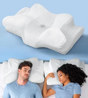 Emircey Cervical Neck Pillow for Sleeping, Adjustable Ergonomic Pillow for Pain Relief, Odorless Memory Foam Pillows for Side Back Stomach Sleeper