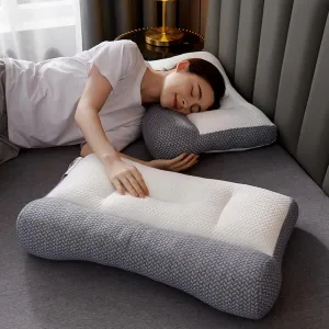 Ergonomic Contour Pillow for Neck & Shoulder Pain Relief, Orthopedic Deep Sleep & Ease Sleep Pillow, Cervical Neck Support Pillows Soft Patchwork (Dark Grey)