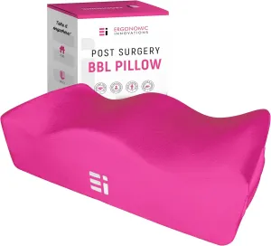 Ergonomic Innovations BBL Pillow After Surgery - Butt Pillow for Sitting Post Surgery for Home, Office, Driving - Booty Pillows Brazilian Butt Lift Supplies BBL Recovery Must Haves, Pink
