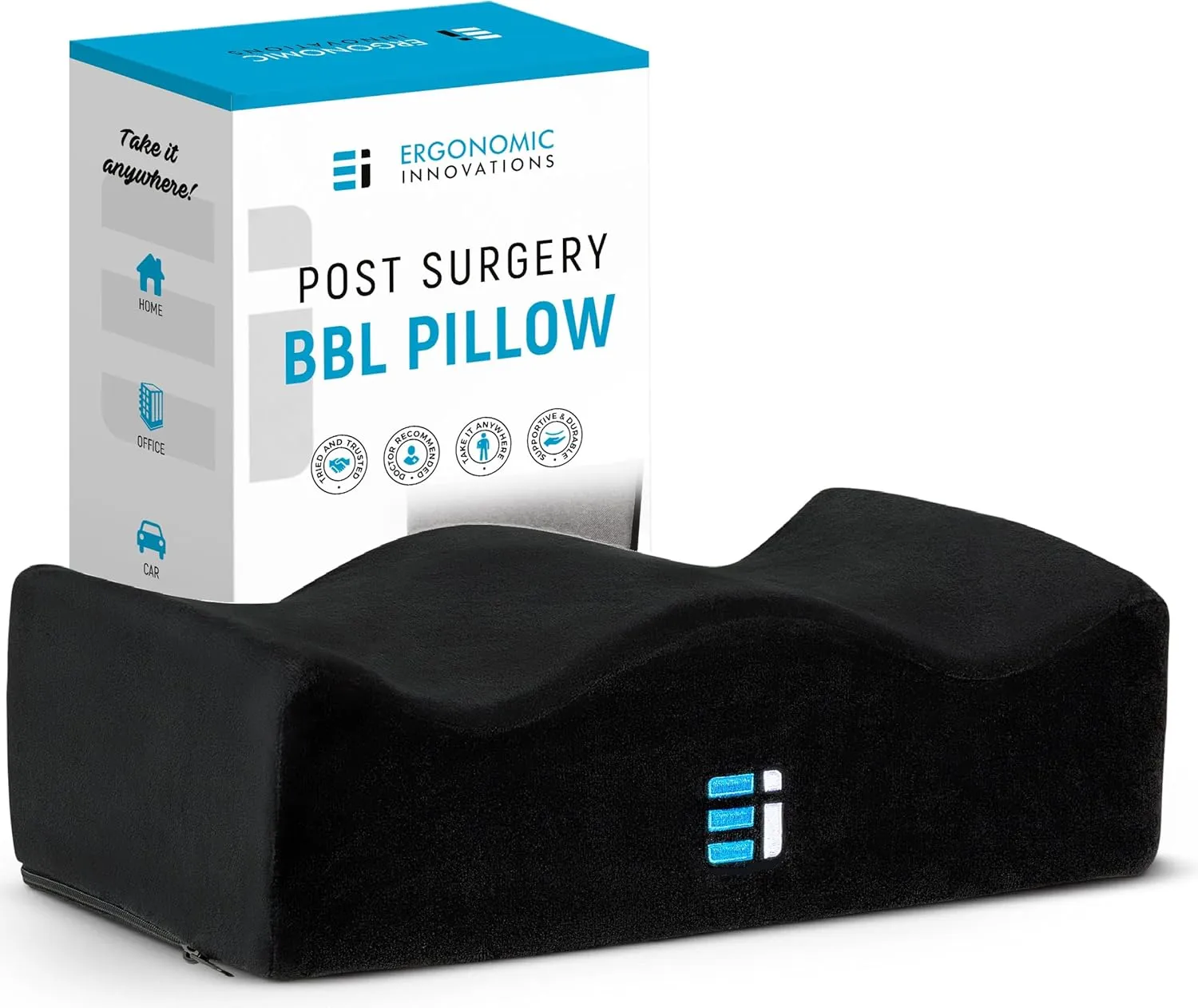 Ergonomic Innovations BBL Pillow After Surgery - Butt Pillow for Sitting Post Surgery for Home, Office, Driving - Booty Pillows Brazilian Butt Lift Supplies BBL Recovery Must Haves