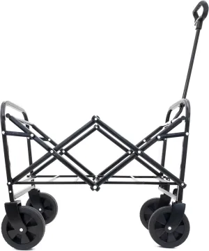 ESPIDOO Foldable Utility Wagon Cart: Heavy-Duty Metal Frame with All-Terrain Wheels for Camping, Beach & Grocery Shopping - Includes 3-Pcs Waterproof Liner Set for Outdoor Enthusiasts