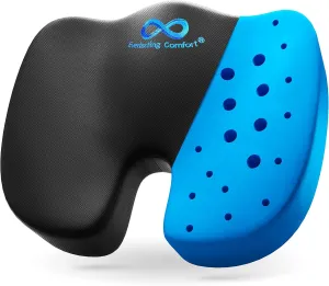 Everlasting Comfort Doctor Recommended Memory Foam Seat Cushion for Office Chairs & Car Seat - Ergonomic Office Desk Accessories for Tailbone Pain Relief, Sciatica & Back Support