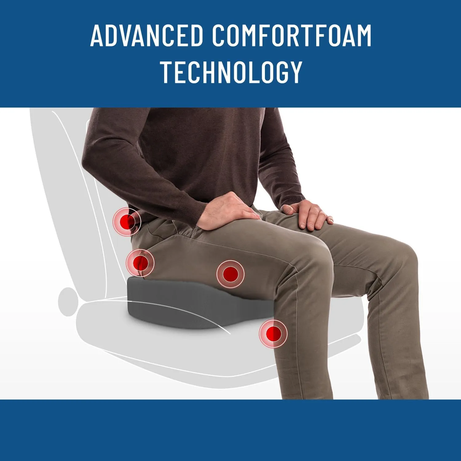 Everlasting Comfort Doctor Recommended Memory Foam Seat Cushion for Office Chairs & Car Seat - Ergonomic Office Desk Accessories for Tailbone Pain Relief, Sciatica & Back Support