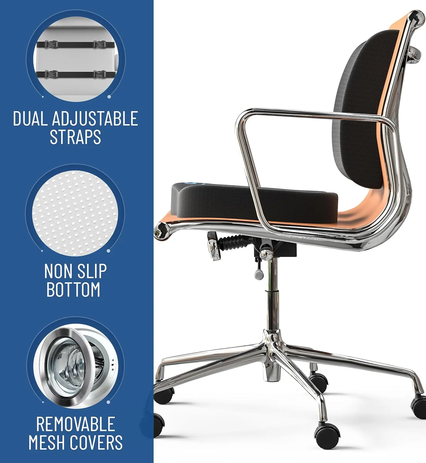 Everlasting Comfort Lumbar Support & Office Chair Cushion Combo - Gel Memory Foam Chair Cushions for Desk, Car Seat, Travel - Back and Coccyx Support