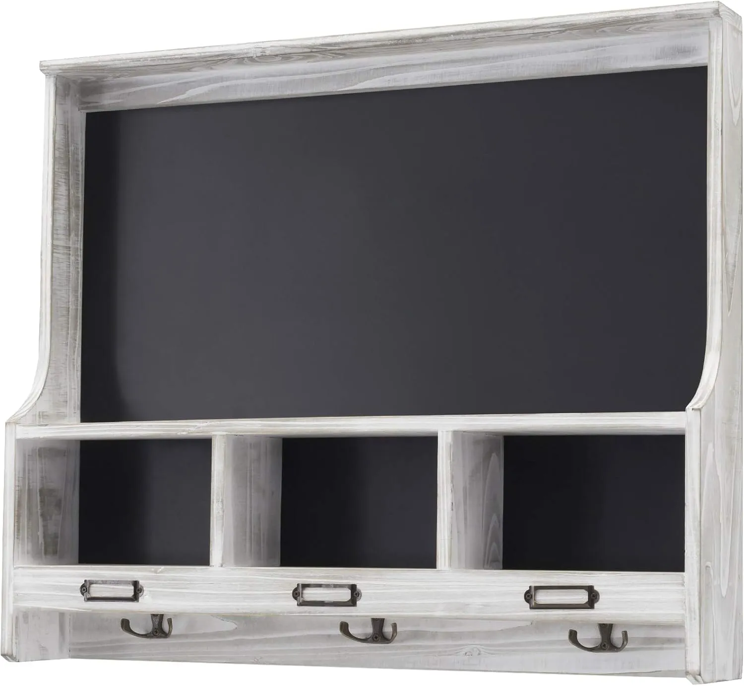 Excello Global Products Grey Wooden Wall Mounted Hanging Coatrack Shelf with Chalkboard 20"x24" - GPP-0027