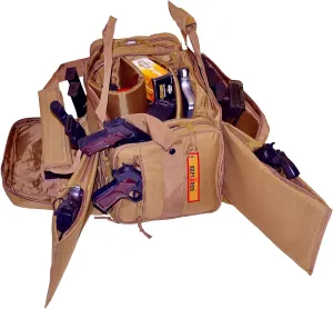 EXPLORER Backpack   Range Bag with Large Padded Deluxe Tactical Divider and 9 Clip Mag Holder - Rangemaster Gear Bag (Brown Tan Range Bag)