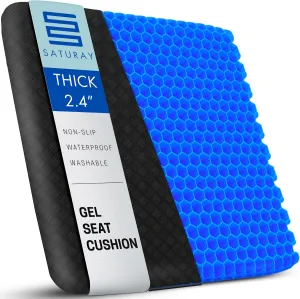 Extra Thick 2.4" Gel Seat Cushion - Hip, Tailbone, Sciatica, Pressure Sores - Wheelchair, Desk, Car Seat Pad - Gel Seat Cushions for Pressure Relief - Office Seat Cushion