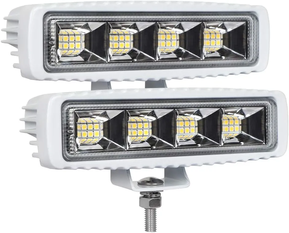 EXZEIT Waterproof Led Boat Lights, 2 pc 72W Deck/Dock Marine Lights 4000LMS 150°Flood Light, 6.3inch, 12/24 V Led Light Bar