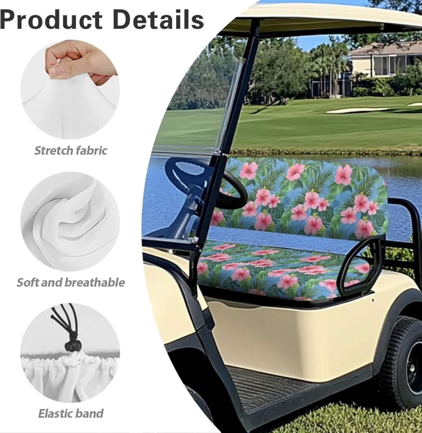 EZGO RXV Seat Covers with Elastic Edges - Heavy-Duty Universal Size for Club Car Precedent All-Season Protection