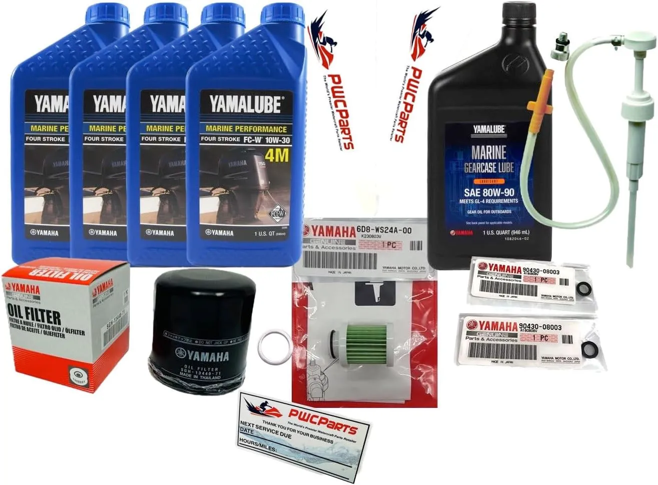 F75 F90 F115 Outboard Service Maintenance Kit, 10W-30 4M Oil Change Kit, Marine Gearcase Lube, Filters, Fits Yamaha 2006  Models
