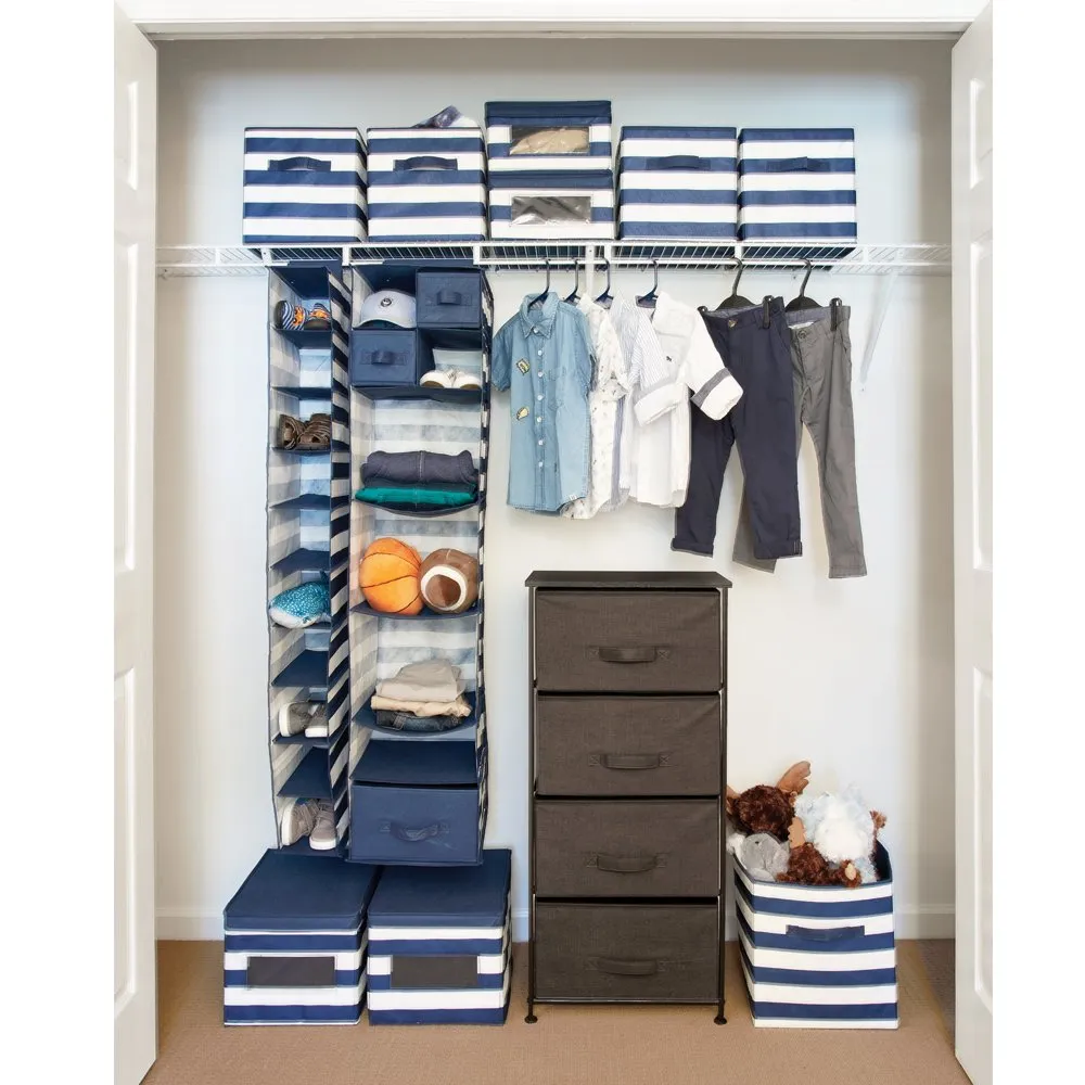 Fabric Hanging Closet Storage Organizer - Navy/White