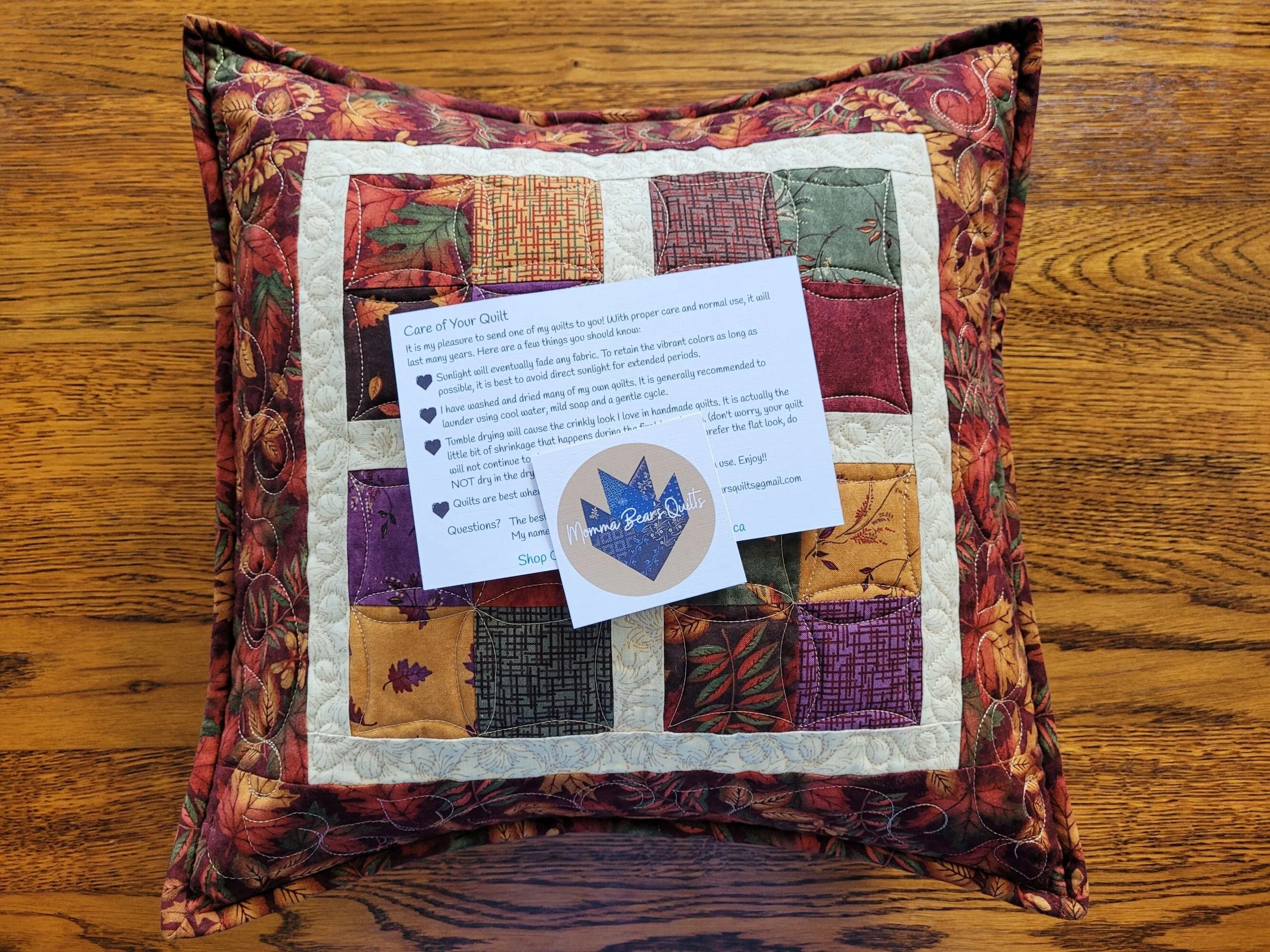 Fall Leaves Quilted Pillow