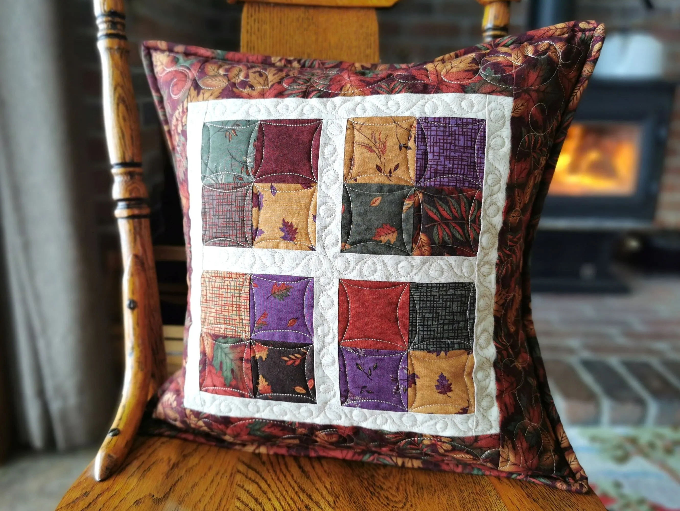 Fall Leaves Quilted Pillow
