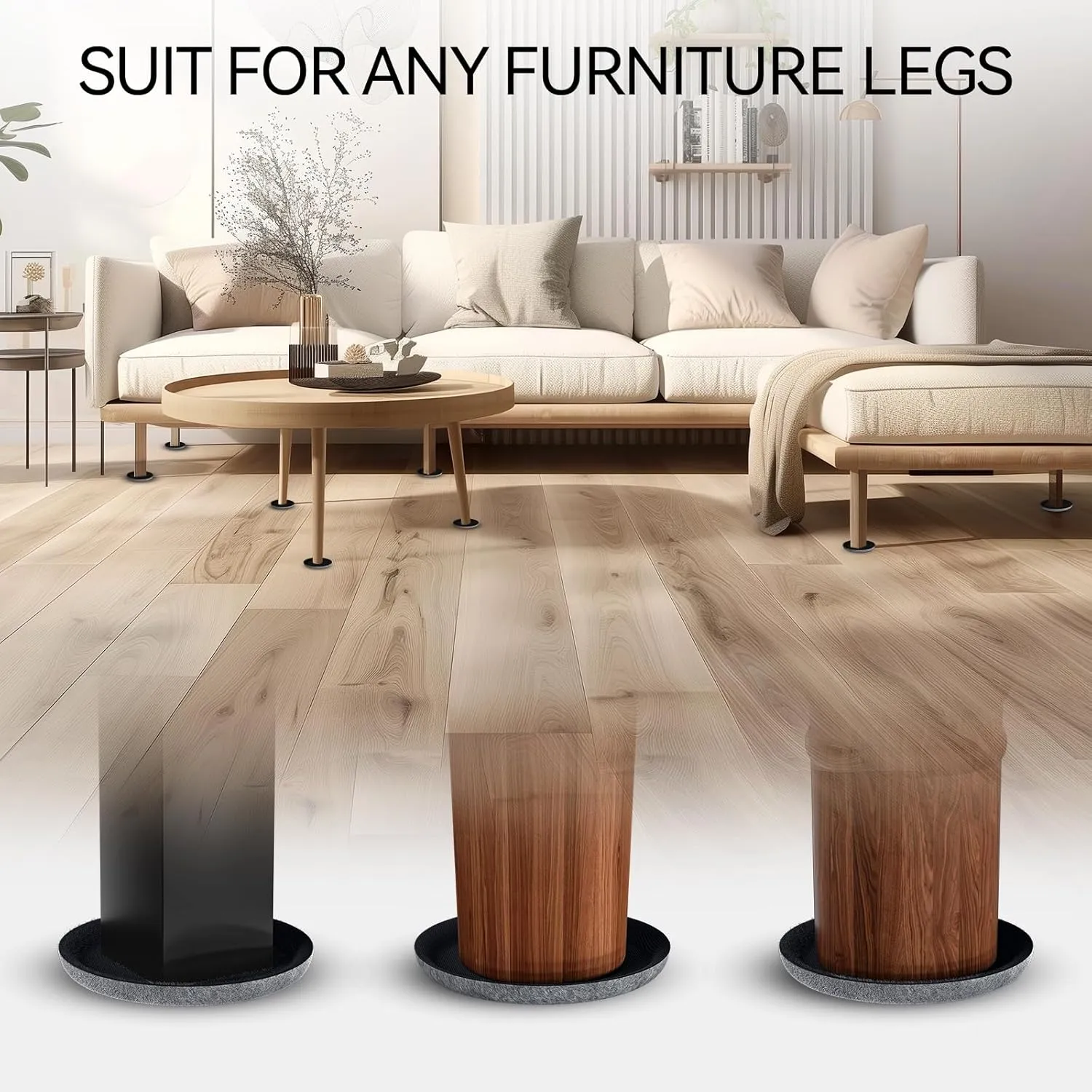 Felt Furniture Sliders for Hardwood Floors-12-Pack 5” Gliding Floor Protectors,Reusable Furniture Movers with Unique Grip Design for Couches,Tables Chairs-Scratch Prevention for Tile & Laminate