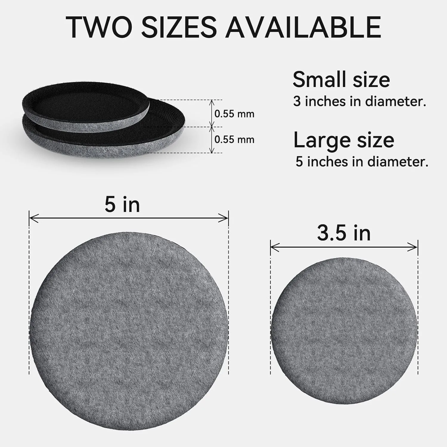 Felt Furniture Sliders for Hardwood Floors-12-Pack 5” Gliding Floor Protectors,Reusable Furniture Movers with Unique Grip Design for Couches,Tables Chairs-Scratch Prevention for Tile & Laminate